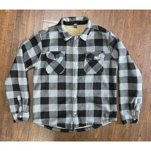 Eddie Bauer Kids Buffalo Plaid Sherpa Lined Fleece Shirt Jacket Size 14 16